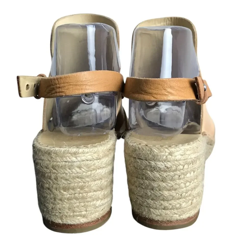 Rag & Bone Sayre II Espadrille Wedge Sandal Women Sz 40 Beige Leather 2.25